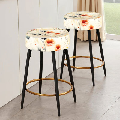 Ensemble de 2 tabourets de bar Beige Meadow Flowers Boho