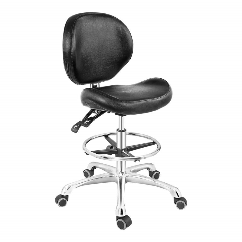 Emmetta Backed Adjustable Height Ergonomic Industrial Stool