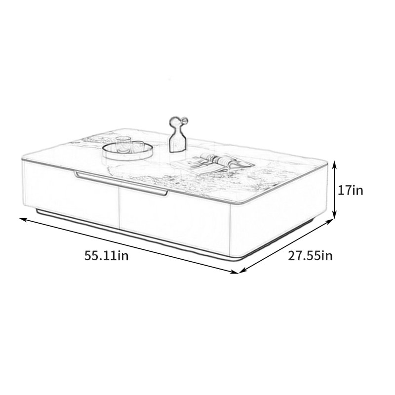 Table basse Italian Luxury, 17" H x 55.11" L x 27.55" W