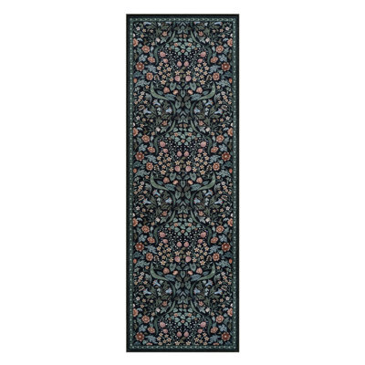 Kaldi Floral Washable Area Rug – Intricate Nature-Inspired Design, Non-Slip Soft Floor Mat for Living Room, Bedroom, and Entryway