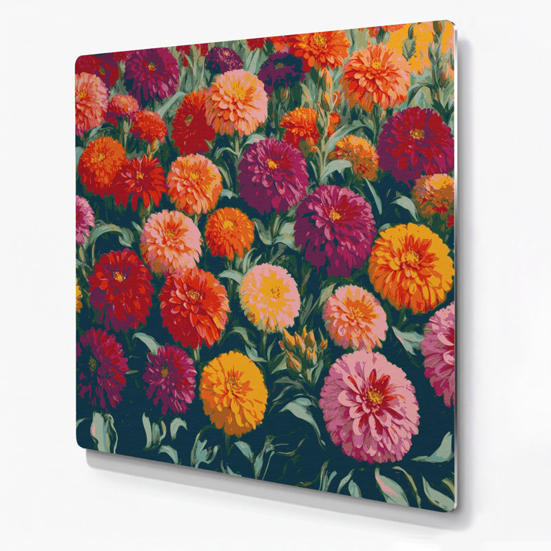 Art mural Botanical Zinnias, H 96 po x l 96 po x P 0,05 po