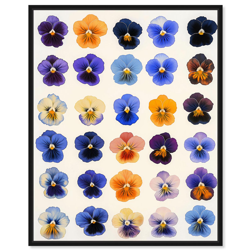 «Pansy Patch Grid I», reproduction d'art sur toile par Art Remedy, H 21 po x l 17 po, Structure noire