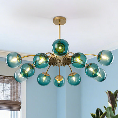 Lustre suspendu Spoutnik en verre Blossom Bule