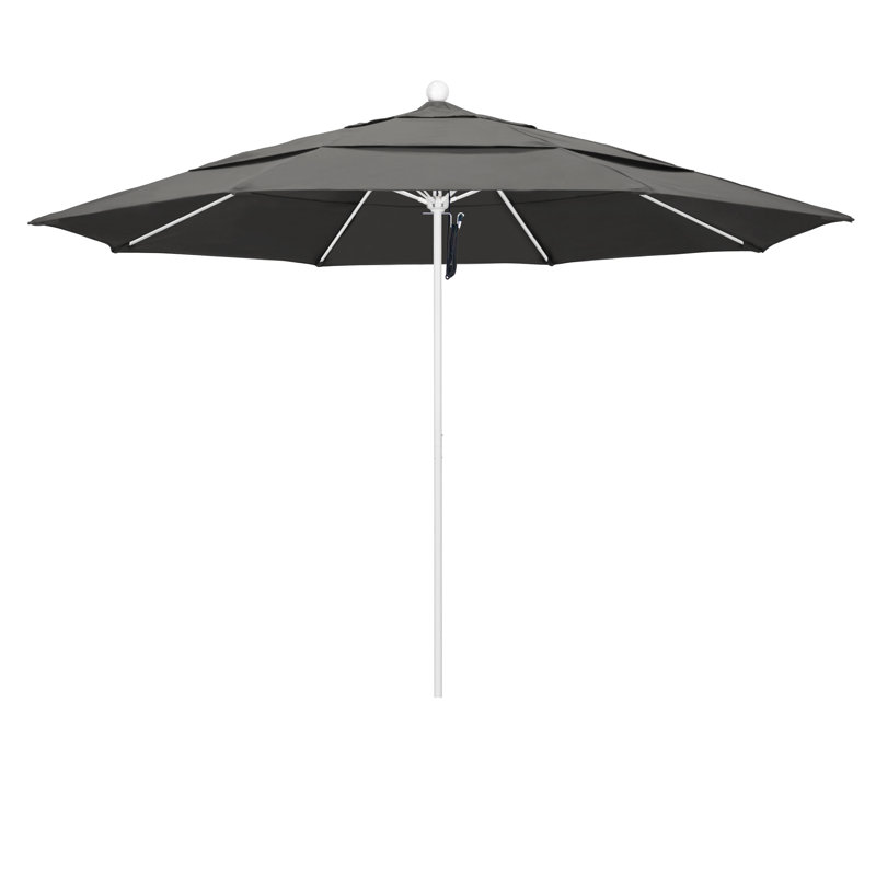 Parasol de marché 11 pi Silva, Toile gris anthracite Sunbrella®, Pierre noire