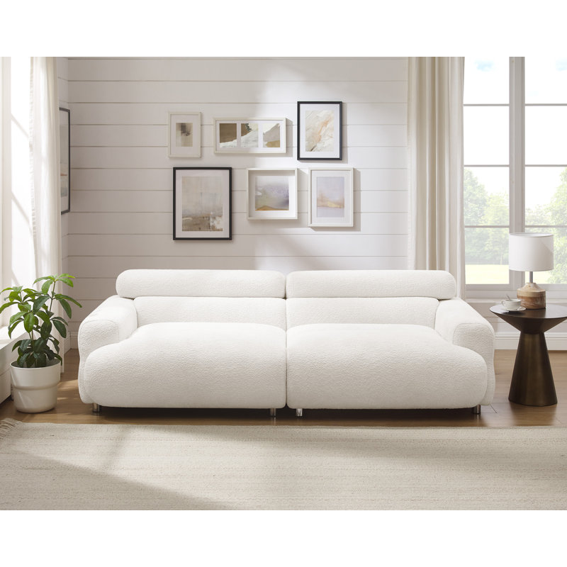 Canapé rembourré 88,98 po Faughn, Mélange de polyester blanc