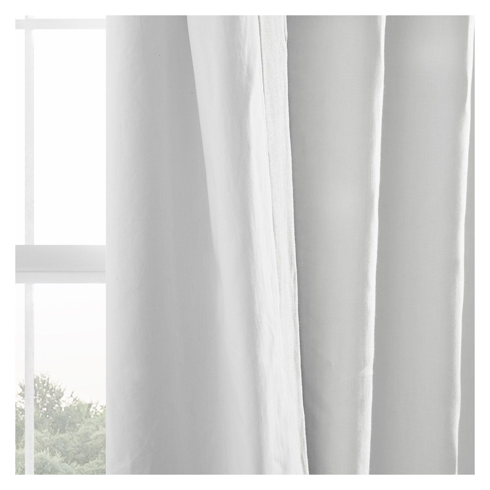 Briella French Linen Room Darkening Curtain, Crisp White, 50" W x 108" L