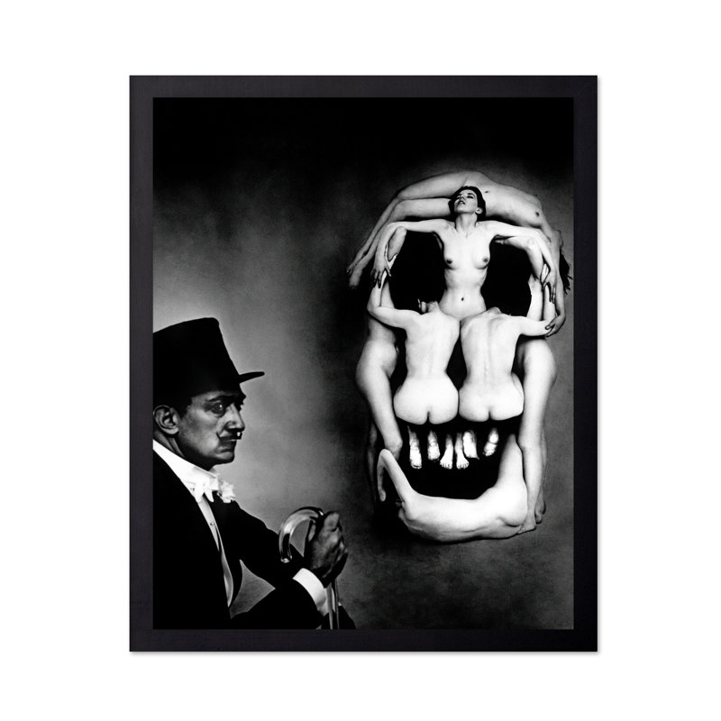 Salvador Dali - crâne de nu, Cadre noir, Affiche, H 11 po x l 14 po
