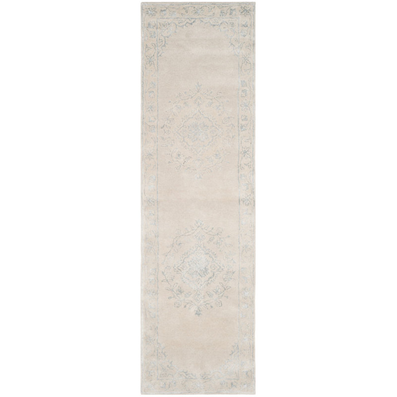 Jonathan Hand Tufted Viscose/Wool Oriental Rug in Gray, Runner 2'3" x 8'