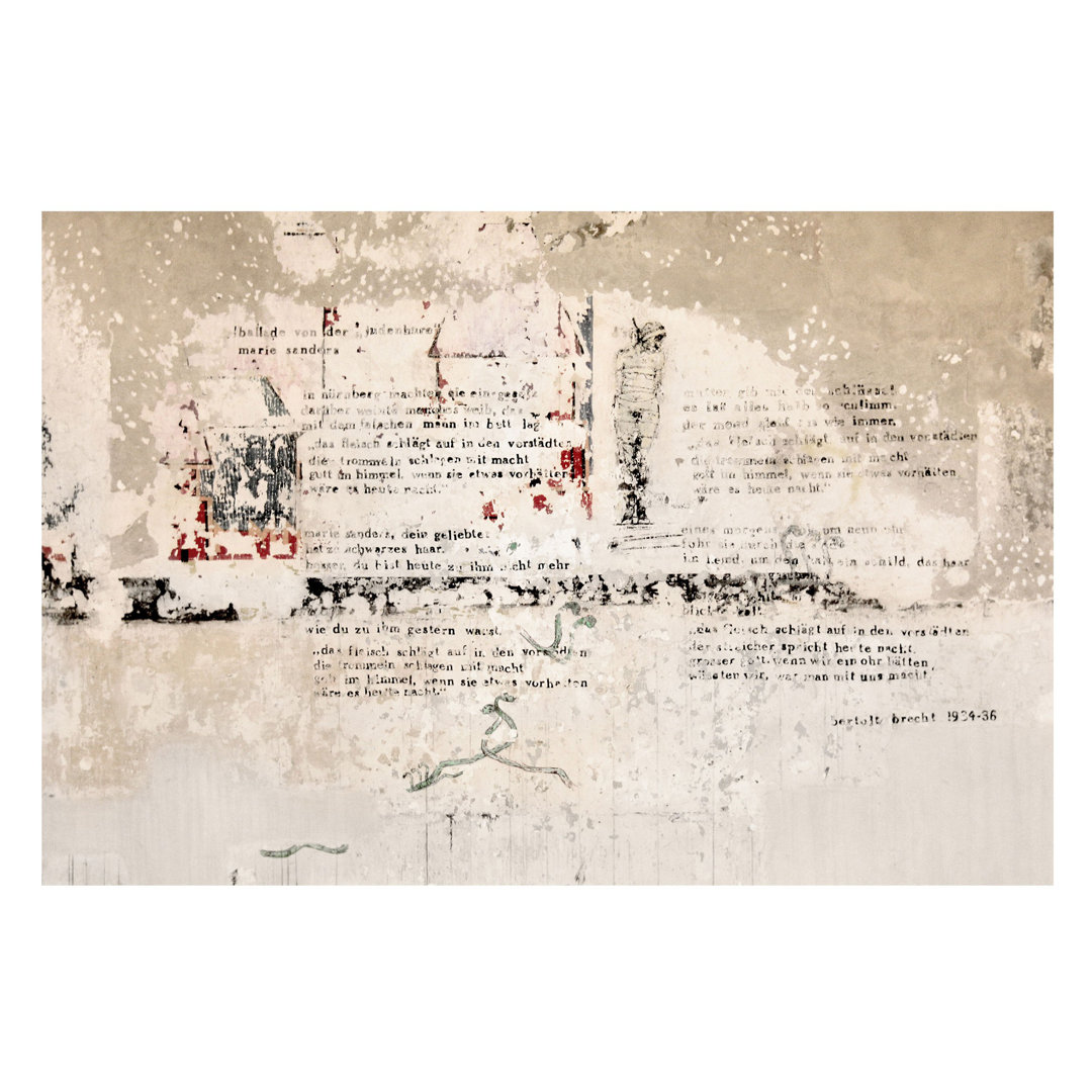 Shipp Old Concrete Wall with Bertolt Brecht Verses 2.25m x 384cm Wallpaper