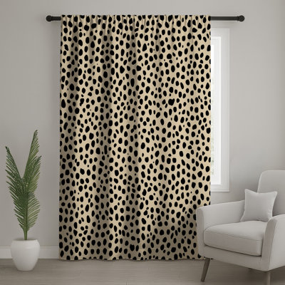 Beige Spots Window Curtains, Animal Print Sheer & Blockout Curtains - 1 Panel