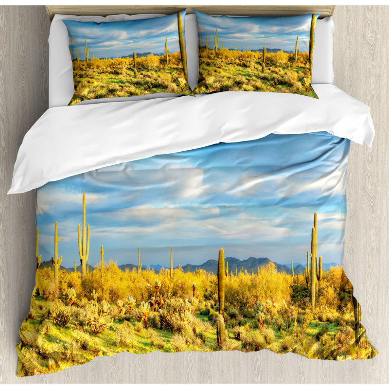 Coastal Polyester Floral Duvet Cover