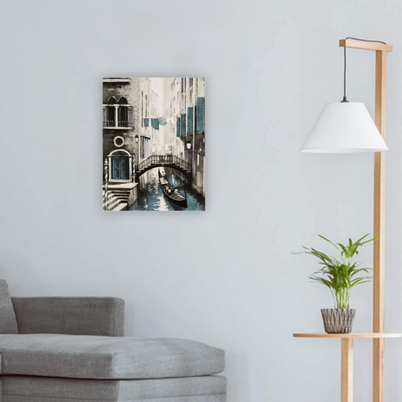 Décoration murale en toile grise de Venise 24 x 18 po