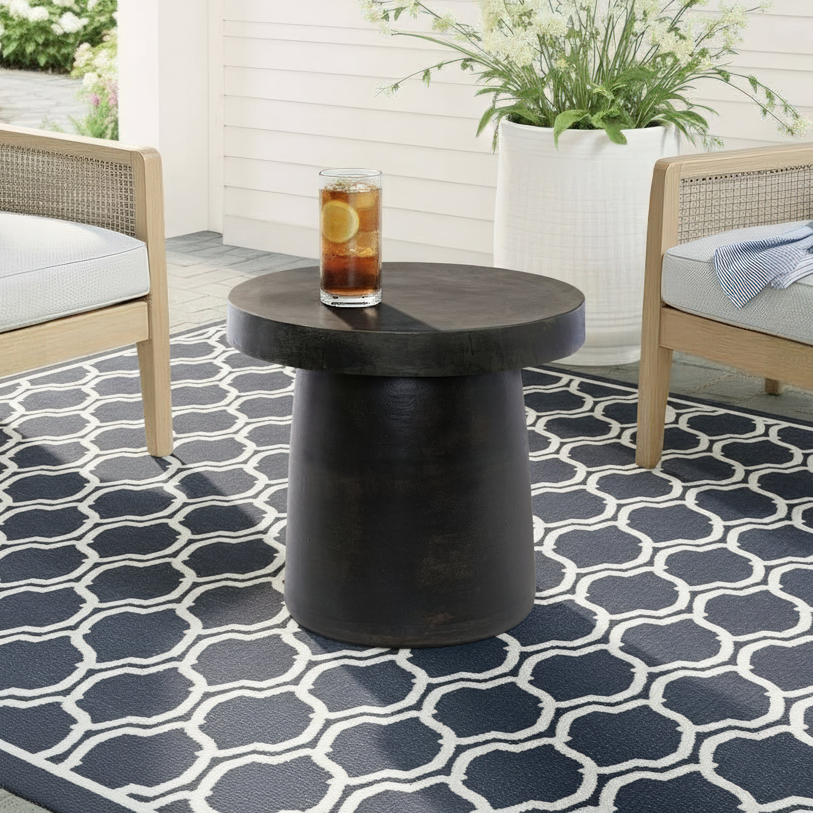 Paz Outdoor End Table, Distressed Bronze