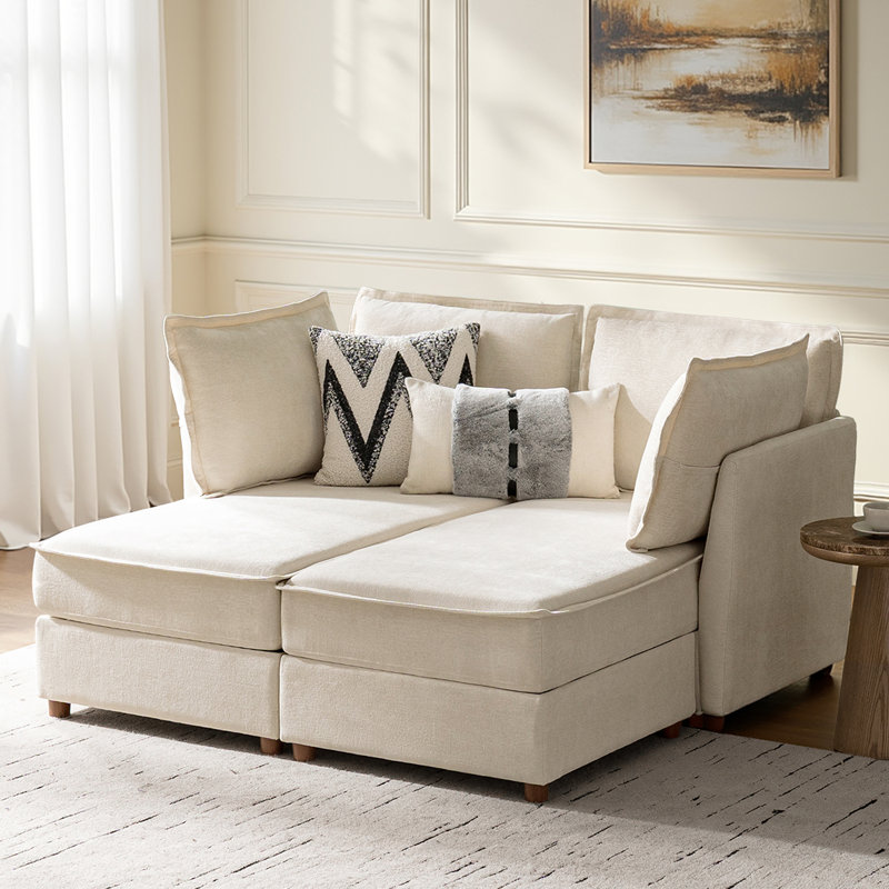  Canapé modulaire surdimensionné de 60 po avec rangement Werts de Werts, Beige