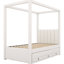Lit simple beige avec baldaquin, lit gigogne et 3 tiroirs de rangement sous le lit-1224849296