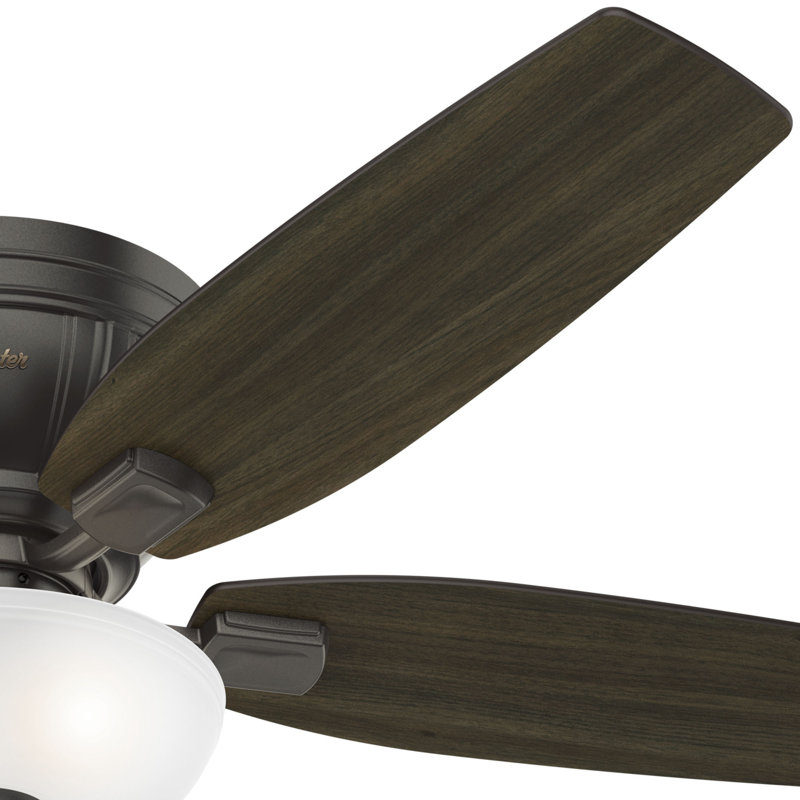 52" Kenbridge 5 - Blade Flush Mount Ceiling Fan with Pull Chain and Light Kit Included, Noble Bronze