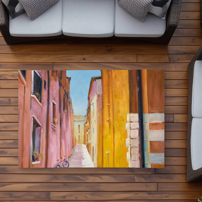 Colorful Houses Outdoor Area Rug | Collioure Home Decor