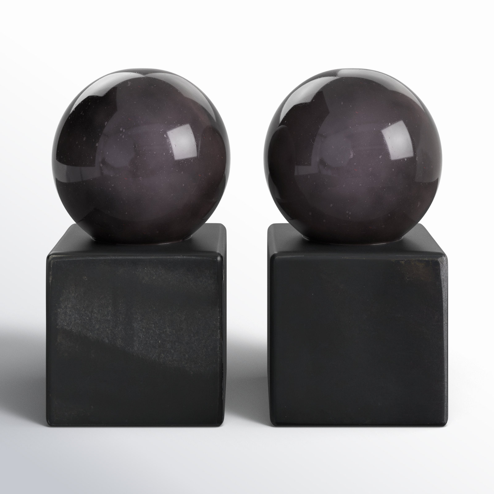 Non-skid Bookends, 7.05" H x 3.80" W x 3.80" D, Black