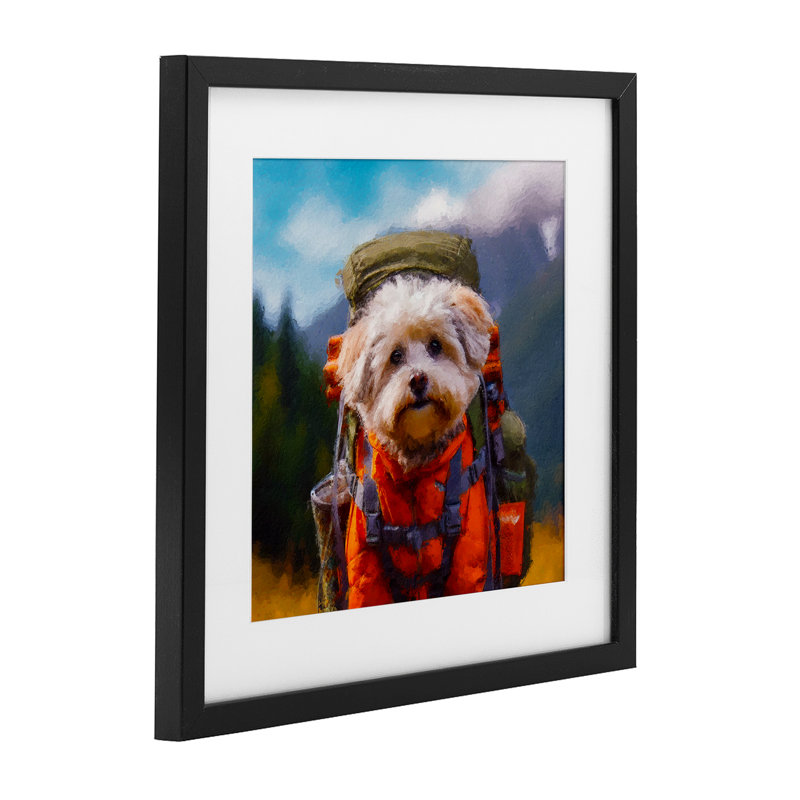 «Adventurant Hiker Dog», reproduction encadrée sous verre, conception de Sean Parnell, H 16 po x l 16 po