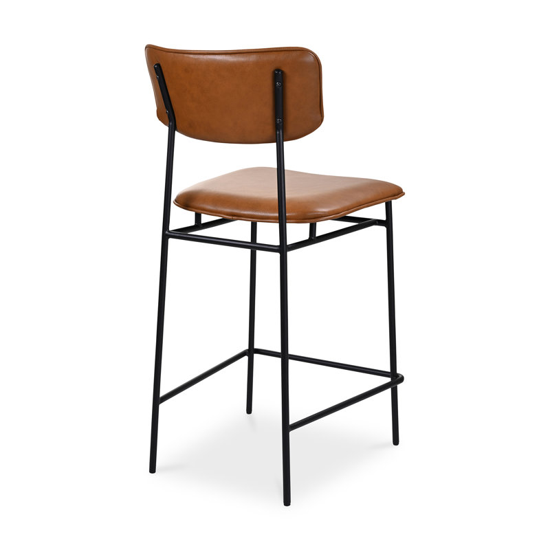 Turin Leather Bar & Counter Stool, Counter Stool (26” Seat Height), Brown Pebbled Top Grain Leather