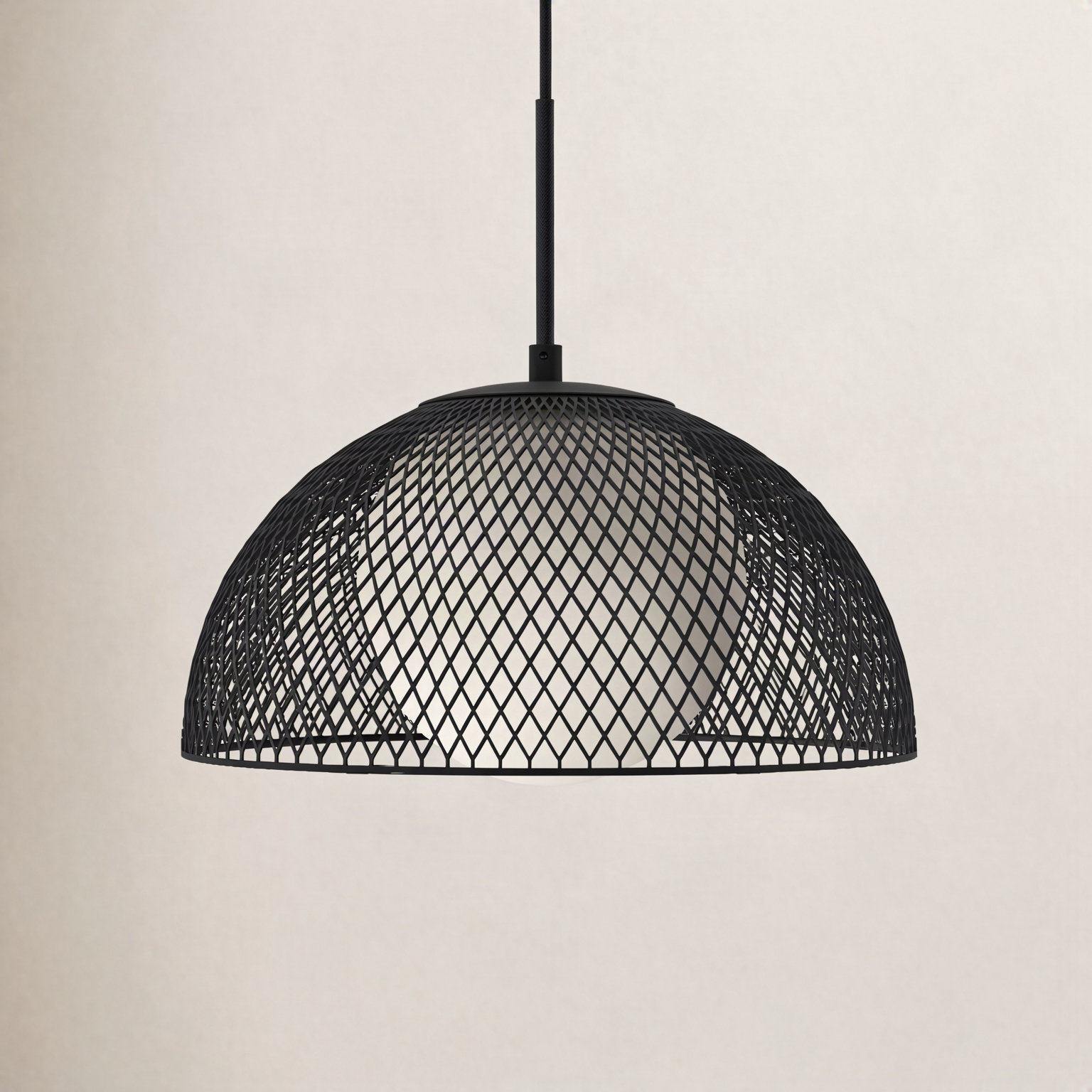Malte Single Light Glass Steel Pendant, Matte Black