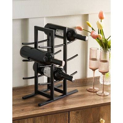 6 Bottle Open Shelving Wine Bottle Rack Black