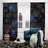 2Pcs Black Curtains with Red Blue Cub Pattern  Window Treatment Rod Pocket Drapes for Living Room Bedroom Gaming Home Decor Modern Tech Style-850202241