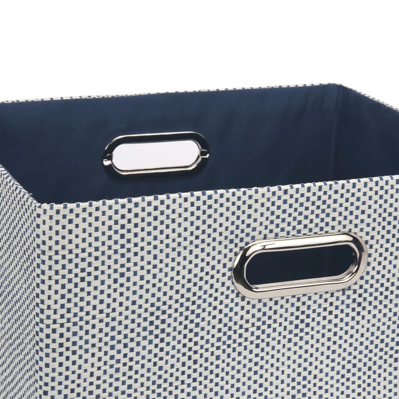 Grey Foldable/Collapsible Storage Bin/Basket Organizer with Handles, Blue