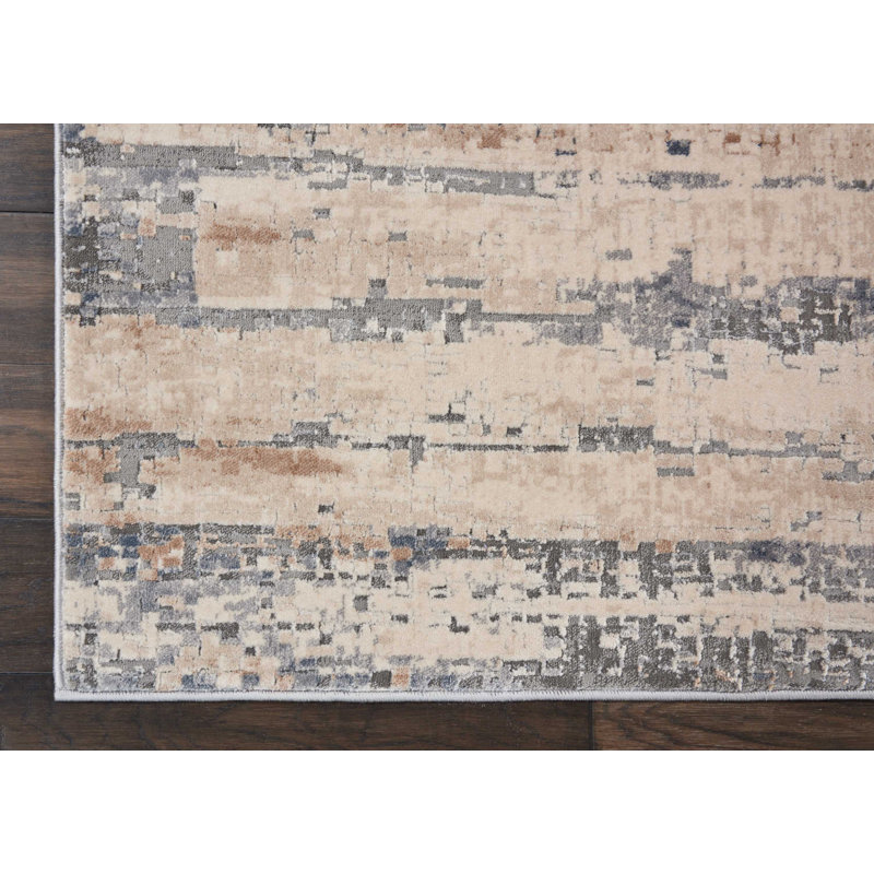 Comer Abstract Beige/Grey Area Rug, Runner 2'2" x 7'6"