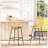 Rattan Bar Stools Set Of 4, 26" Counter Height Barstools, Boho Kitchen Island Stools With Breathable Wicker Seat And Back, Yellow-865144509