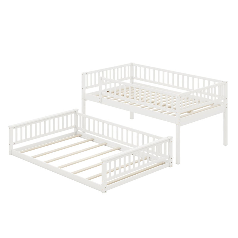 Bunk Bed With Ladder And Guardrails, White