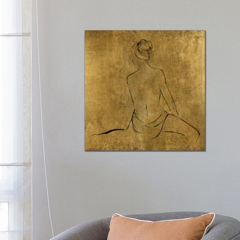 «Golden Bather II» par Sally Swatland - reproduction d'art, H 26 po x l 26 po x P 1,5 po, Toile tendue, Pas de tapis
