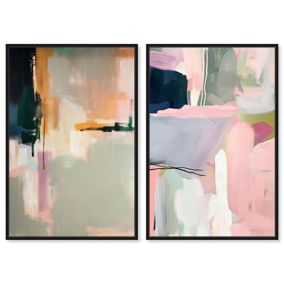Lush Pastels Set Canvas Set of 2 Maximalist Art by 