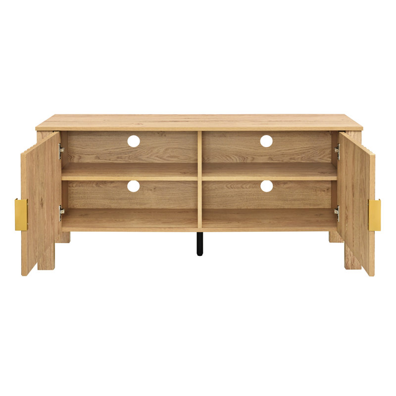 Console de télévision en bois Abordale avec deux portes, naturel