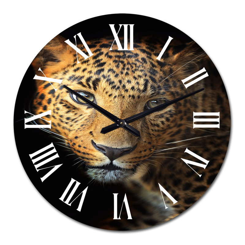 Portrait d'un léopard IV - Horloge murale traditionnelle, Moyen