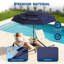 Parasol solaire à 3 niveaux 9pi, lumières DEL, protection UV, manivelle inclinable, ventilé, 8 nervures, bleu-125849070