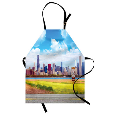 East Urban Home Chicago Skyline Apron, Cooking Gardening, Adult Size, Multicolor