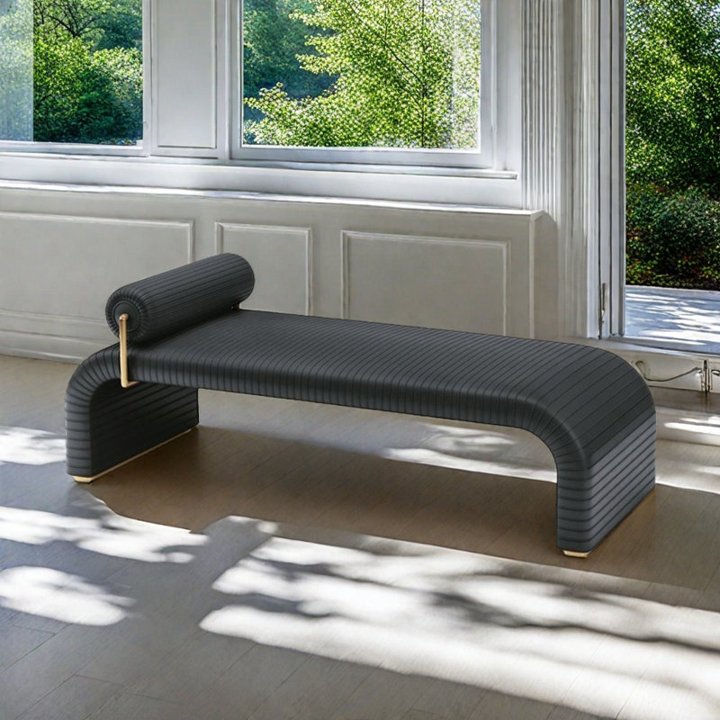 Banc de luxe italien à lumière simple, Noir, noir, noir, noir