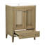 Meuble-lavabo de style naturel 24 po, lavabo en céramique, armoire de porte, structure solide, grand compartiment de rangement, grand rangement facile à assembler, à assembler