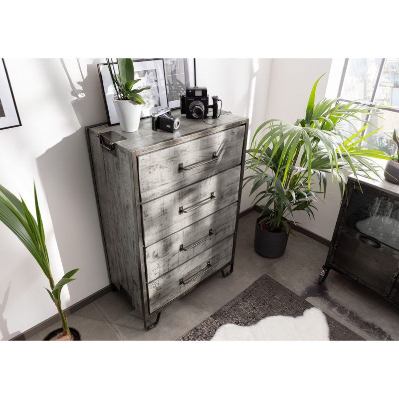 Heavy Solid Wood 81cm W 4 - Drawer Chest of Drawers