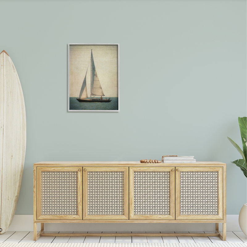 Voilier solitaire relaxant, H 30 po x l 24 po x P 1,5 po, Estampe numérique Farmhouse