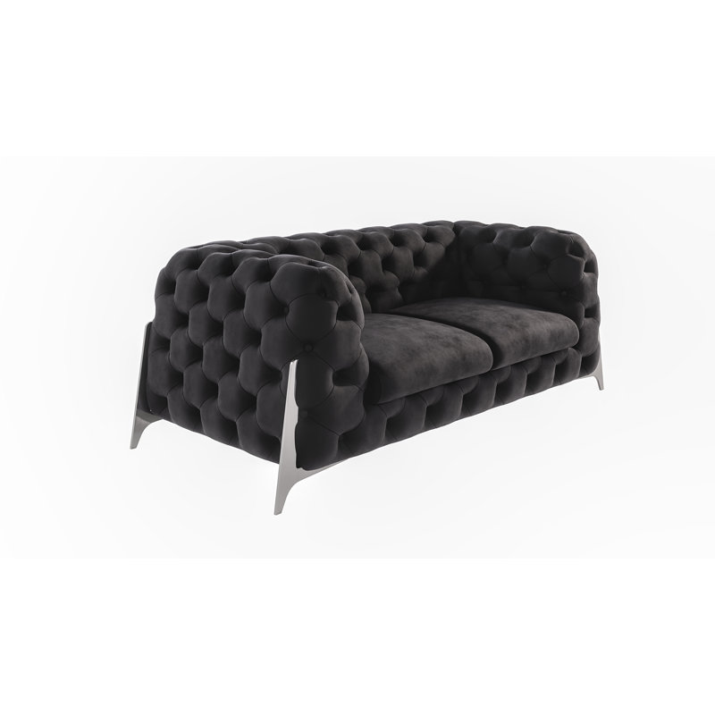 Juneri 2 Seater Velvet Sofa, Black