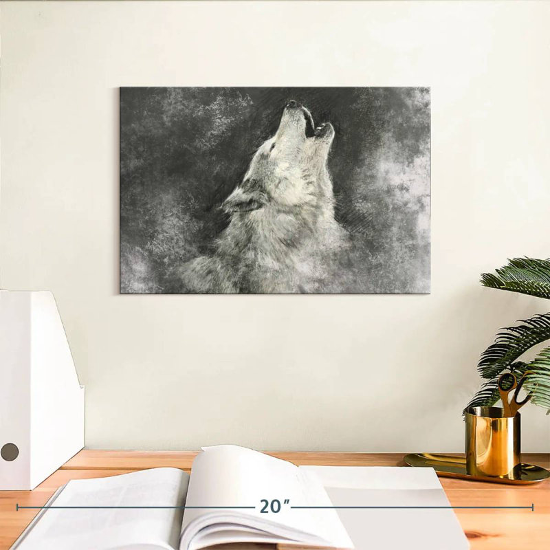 Howling Wolf BW, 8" H x 12" W