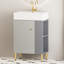 Meuble-lavabo de 21,6 po de couleur grise 24Vb06-21Mgr avec lavabo en céramique. Élégance moderne. Fabrication en bois. Options de rangement. Assemblage requis.