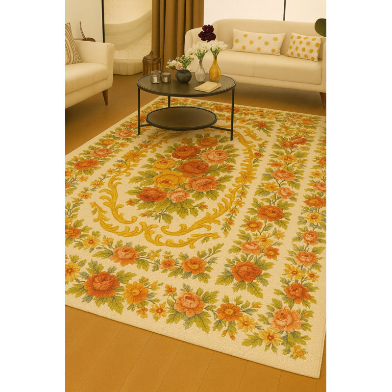 Tapis orange tissé lavable Mosso, 3'3" x 4'11"