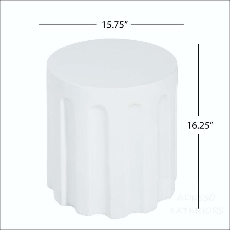 Table d'appoint blanche cylindrique MGO avec texture rainurée verticale