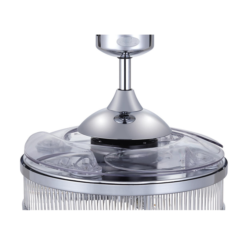 Adilene 122cm Ceiling Fan with Light Kit, Transparent with Chrome Blades