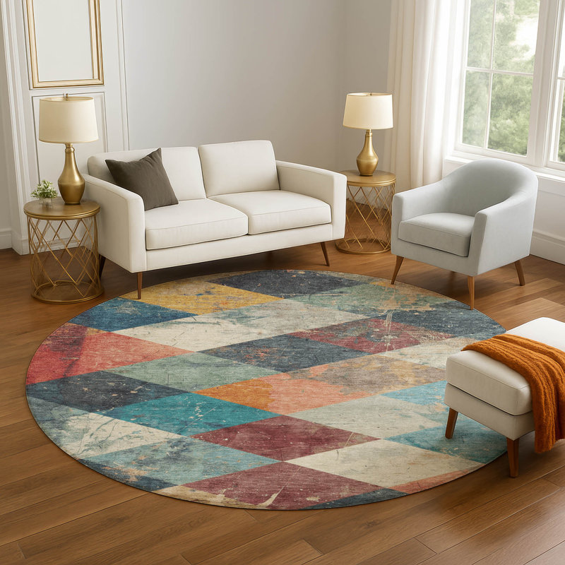 Premium Machine Washable Millbrook AMF1956 Geometric Rug, Round 8'