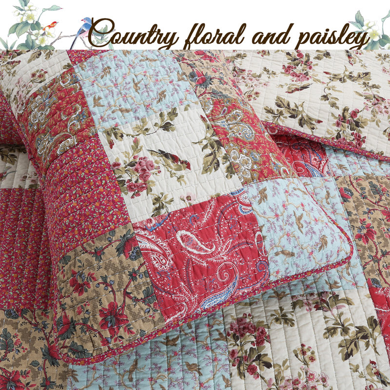 Rosalie Cotton Patchwork Quilt, Queen Quilt + 2 Shams