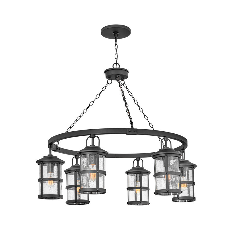 Lakehouse 6 -Bulb 32" H Outdoor Chandelier, Black